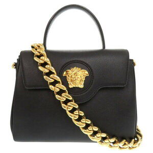Gianni Versace La Medusa leather black handbag shoulder bag